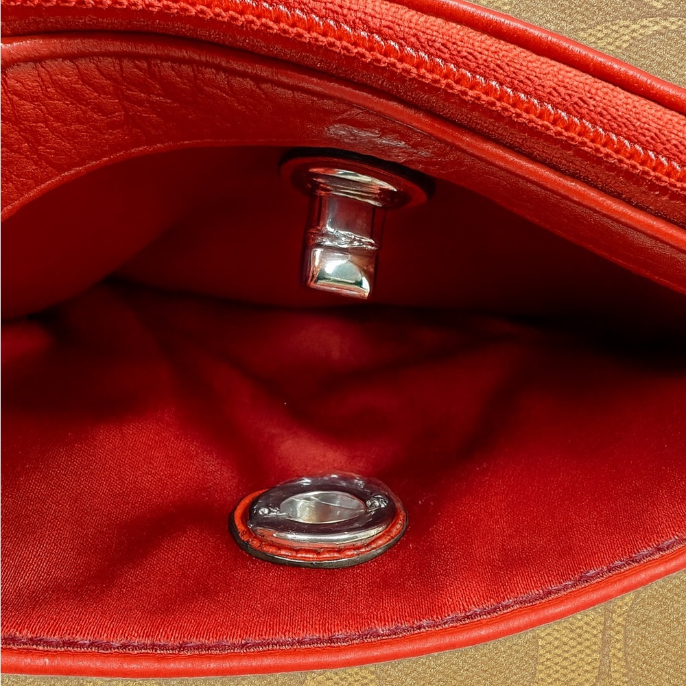 COACH Park Leather Medium Wristlet | Red & Silver | NWOT | MSRP $110 | 9” x 5” - Picture 4 of 6